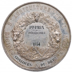 Francia, medaglia premio della Società agricola di Allier 1854