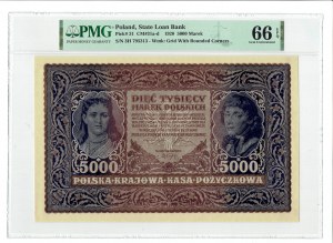 II RP, 5000 marks polonais 1920 III SÉRIE H - PMG 66 EPQ