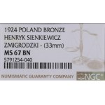 II RP, Medaglia del trasferimento dei resti di Henryk Sienkiewicz 1924 - NGC MS67 BN