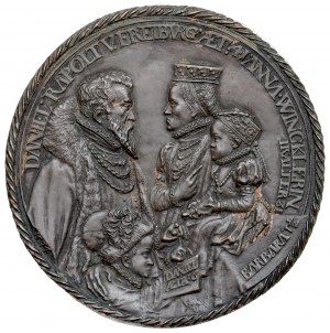 Slesia, Breslavia, Daniel Rappold con la famiglia 1574, medaglia di Tobias Wolff - copia galvanica