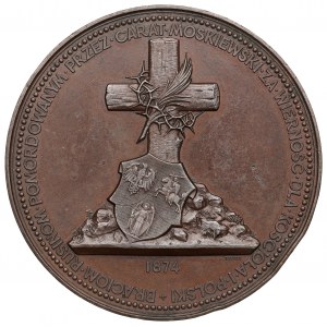 Pologne, médaille commémorant les Ruthéniens assassinés par le tsar, 1874