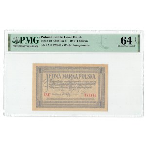 II RP, 1 marka polska 1919 IAU - PMG 64 EPQ