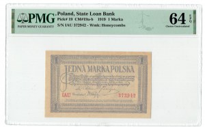 II RP, 1 poľská značka 1919 IAU - PMG 64 EPQ