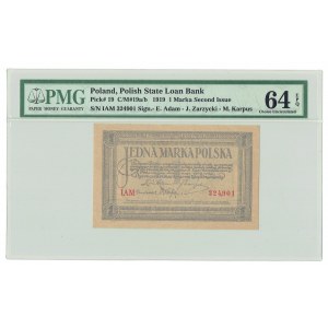 II RP, 1 polská značka 1919 IAM - PMG 64 EPQ