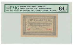 II RP, 1 polská značka 1919 IAM - PMG 64 EPQ