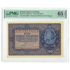 II RP, 100 marks polonais 1919 IJ Serja B PMG 65 EPQ