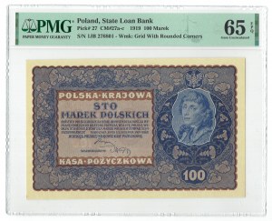 II RP, 100 Polish marks 1919 IJ Serja B PMG 65 EPQ