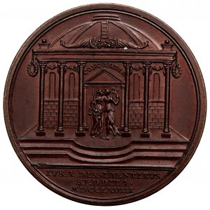 Stanislaw August Poniatowski, Medaille 1768, die Dissidenten mit Katholiken gleichsetzt