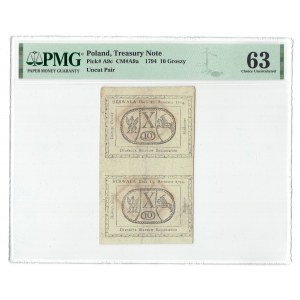 10 grošů 1794 - nestříhané 2 bankovky - PMG 63