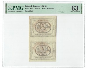 10 pennies 1794 - uncut 2 bills - PMG 63