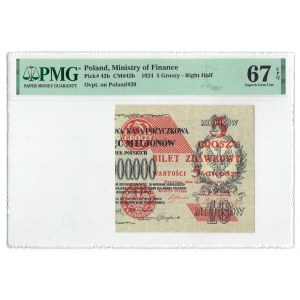 II RP, 5 pennies 1924 - right half - PMG 67 EPQ