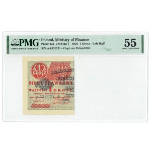 II RP, 1 grosz 1924 AA lewa połówka - PMG 55