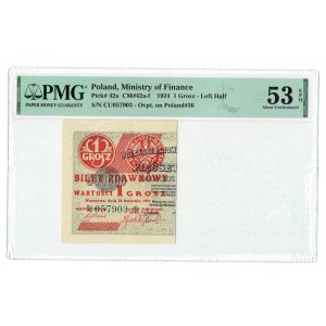II RP, 1 Pfennig 1924 CU linke Hälfte - PMG 53 EPQ