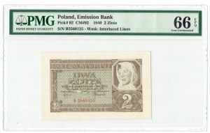 GG, 2 gold 1940 B - PMG 66 EPQ