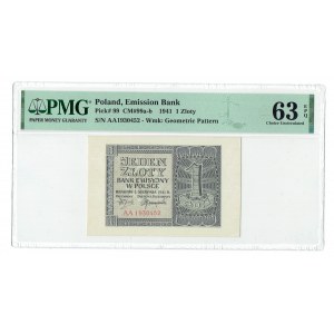 GG, 1 złotych 1941 AA - PMG 63 EPQ
