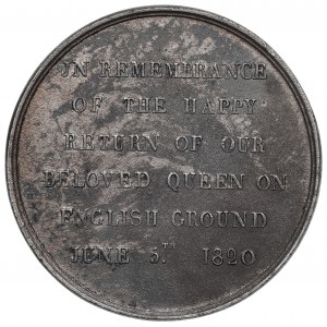 Anglie, návratová medaile královny Karolíny 1820 - kopie z 19. století