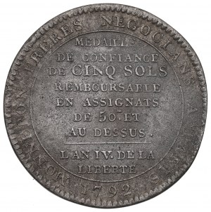 Frankreich, Medaille (5 Sols) Monneron Freres 1792 - alte Kopie
