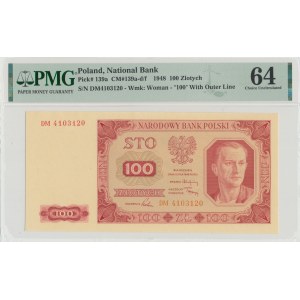 PRL, 100 zlotých 1948 DM - PMG 64
