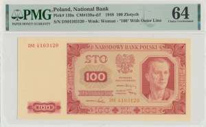 PRL, 100 Zloty 1948 DM - PMG 64