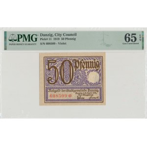 Gdansk, 50 fenig 1919 - PMG 65EPQ