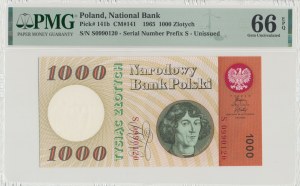 Poľská ľudová republika, 1000 zlotých 1965 S - PMG 66 EPQ