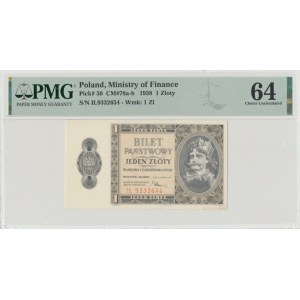 II RP, 1 złoty 1938 IŁ - PMG 64