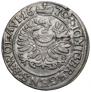 Silésie, Duché de Legnicko-Brzesko-Wołowskie, 3 krajcary 1670, Brzeg