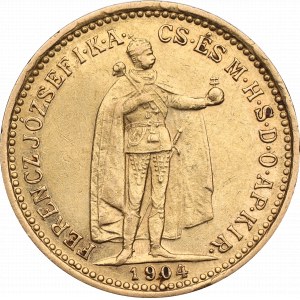 Hongrie, François-Joseph Ier, 10 couronnes 1904 KB, Kremnica