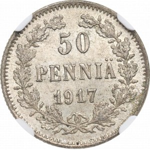 Rosyjska okupacja Finlandii, Rząd Tymczasowy, 50 pennia 1917 S, Helsinki - NGC MS65