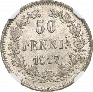 Ruská okupácia Fínska, Dočasná vláda, 50 pencí 1917 S, Helsinki - NGC MS65