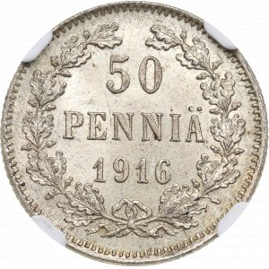 Russian occupation of Finland, 50 pennia 1916 - NGC MS66