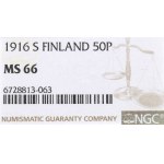 Occupation russe de la Finlande, 50 pennies 1916 - NGC MS66