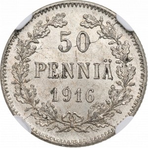Occupazione russa della Finlandia, 50 centesimi 1916 - NGC MS65