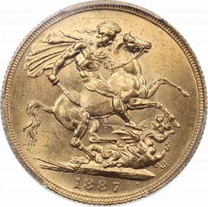 Velká Británie, Viktorie, suverén 1887 - PCGS MS64