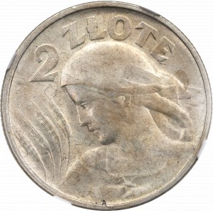 II RP, 2 zl. 1924 (reverz), Philadelphia Žena s ušami - NGC MS63