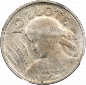 II RP, 2 zl. 1924 (reverz), Philadelphia Žena s ušami - NGC MS63