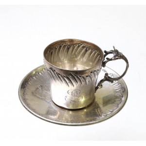 France, Art Nouveau coffee cup with saucer 2nd half of 19th century