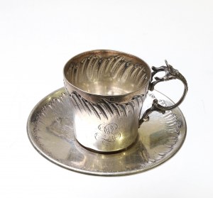 France, Art Nouveau coffee cup with saucer 2nd half of 19th century