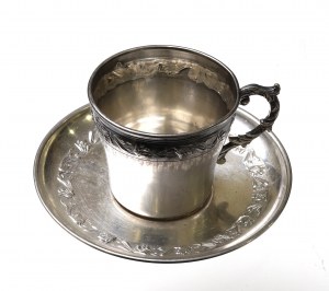 France, Tasse à café et soucoupe Art Nouveau 2e moitié du 19e siècle