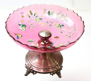 Europe, Silver platter with hand-painted plate