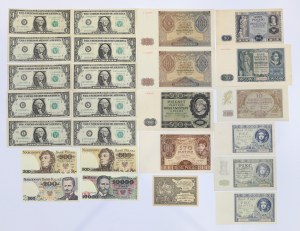 Polska i USA, Zestaw banknotów