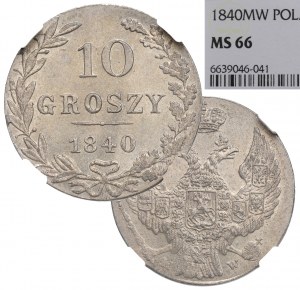 Ruské delenie, Mikuláš I., 10 grošov 1840 - NGC MS66