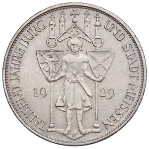Allemagne, République de Weimar, 3 marques 1929 E, Dresde - 1000e anniversaire de Meissen