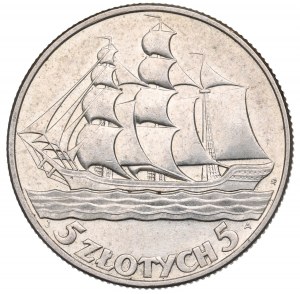 II RP, 5 Zloty 1936 Segelschiff