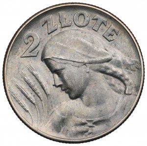 II RP, 2 złote 1925 (bez kropki), Filadelfia Kobieta i kłosy
