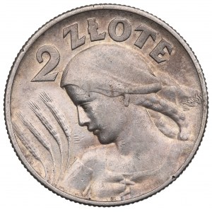 II RP, 2 zlotys 1925 (avec point), Londres Femme oreilles