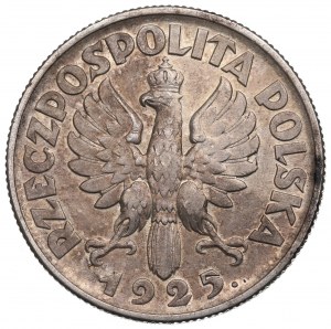 II RP, 2 zl. 1925 (s bodkou), uši londýnskej ženy