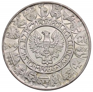 Poľská ľudová republika, 100 zlotých 1966 Mieszko i Dąbrówka - Trial silver