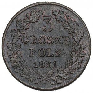 Rivolta di novembre, 3 penny 1831 - zampe d'aquila diritte