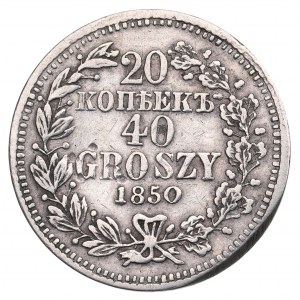 Zabór rosyjski, Mikołaj I, 20 kopiejek=40 groszy 1850 MW